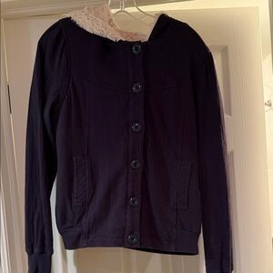 Allihop Hooded Sweatshirt w/Sherpa Faux Fur Lining SzL  Soft & Cozy Great Shape!